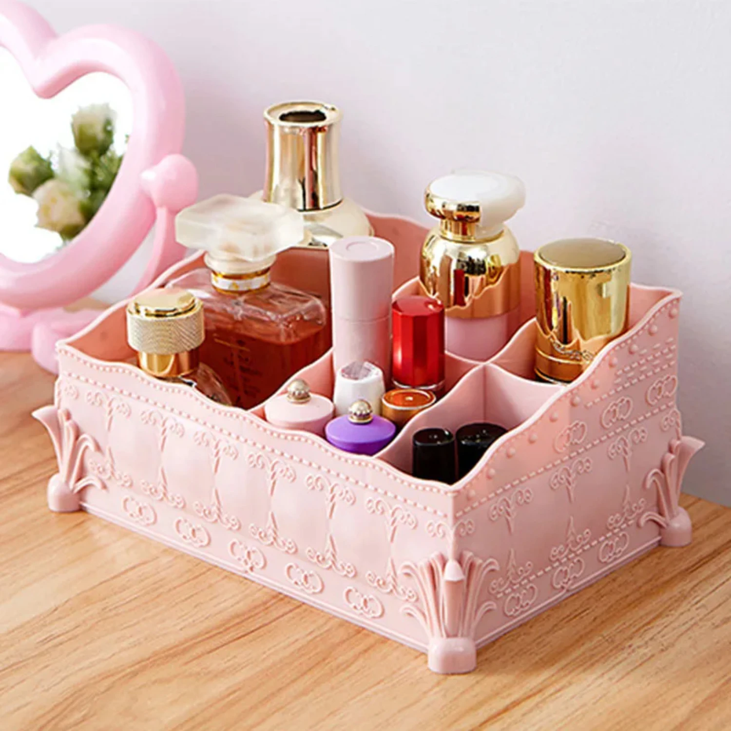 European-Style Cosmetic Storage Box Makeup Organizer Plastic Containers Home Office Storage Multi-Purpose Desktop Accessories