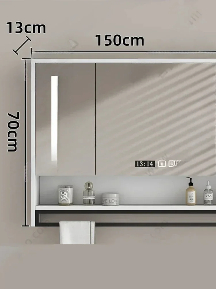 Nordic Smart Bathroom Mirror Cabinet Wall Mounted Anti-fog Mirror Cabinet Backlight Storage Shelf Simple Home Furniture FYBC