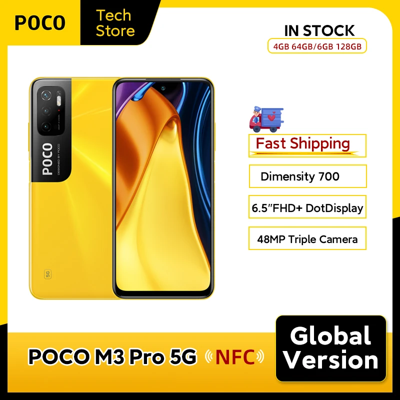 Global Version POCO M3 Pro 5G Smartphone NFC Dimensity 700 Octa Core 48MP Triple Camera 90Hz 6.5” FHD+ DotDisplay 5000mAh