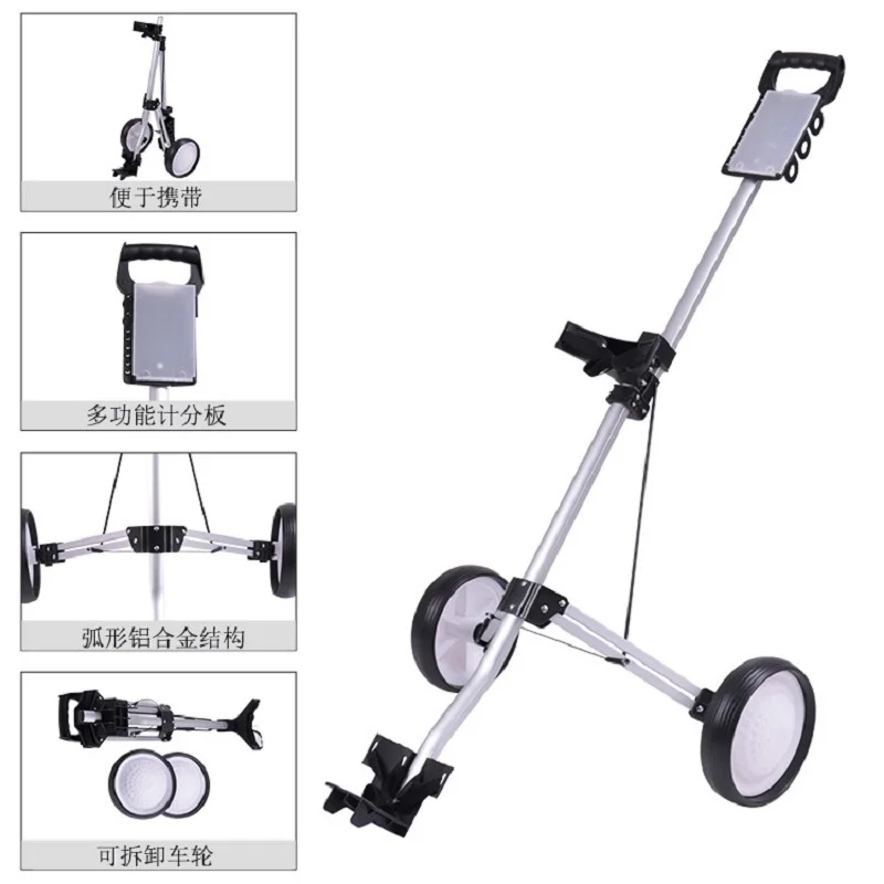 2 Wheel Folding Aluminum Frame Golf Push Cart Trolley Hot On Sell
