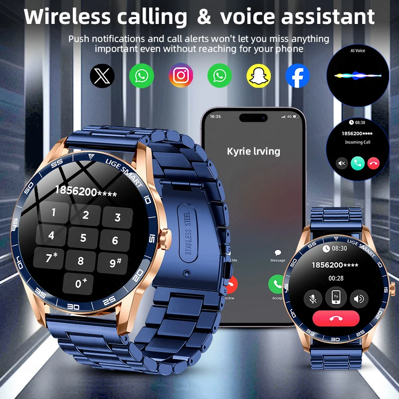 LIGE Men Bluetooth Smart Watch Make Answer Call 1.38" HD Color Display Heart Rate Health Fitness Tracking Women Smartwatch 2025