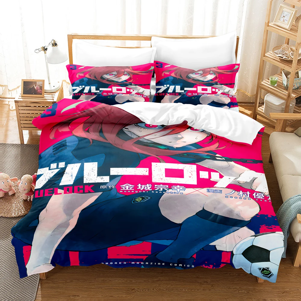 Blue Lock Bedding Set Hot Anime Duvet Cover Set with Pillowcases King Queen Twin Double Size Comforter Cover Set For Teens