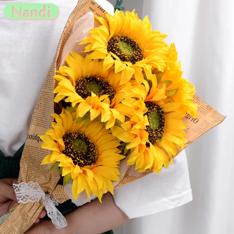 ArtificialSunflowerBouquetSilkSunflowerFakeFlowerDIYWedding