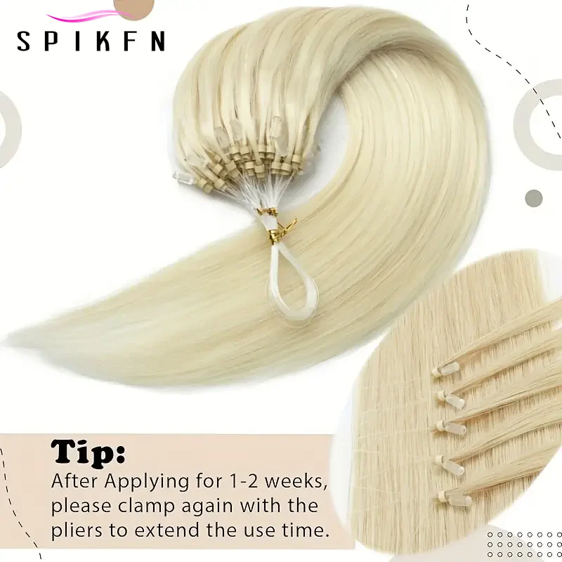 Micro Loop Hair Extensions Real Natural Straight Micro Ring Link Hair 12"-20" Loop Ring Human Extension Black Brown Blonde