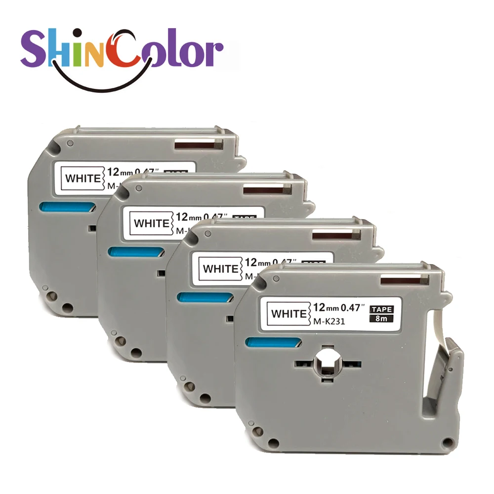 ShinColor 12 мм черно-белая M Series Картридж Ленты для маркировки Mk 231 M-k231 Mk231 для сенсорного принтера для этикеток Pt85 Pt100 Pt110 p