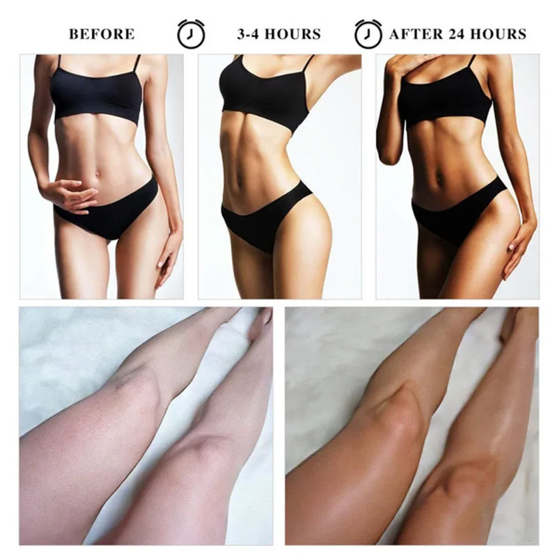 Body Bronzer Self-tanning Cream Organic & Natural Ingredients Sunless Tanning Lotion Buildable Light, Medium or Dark Tan