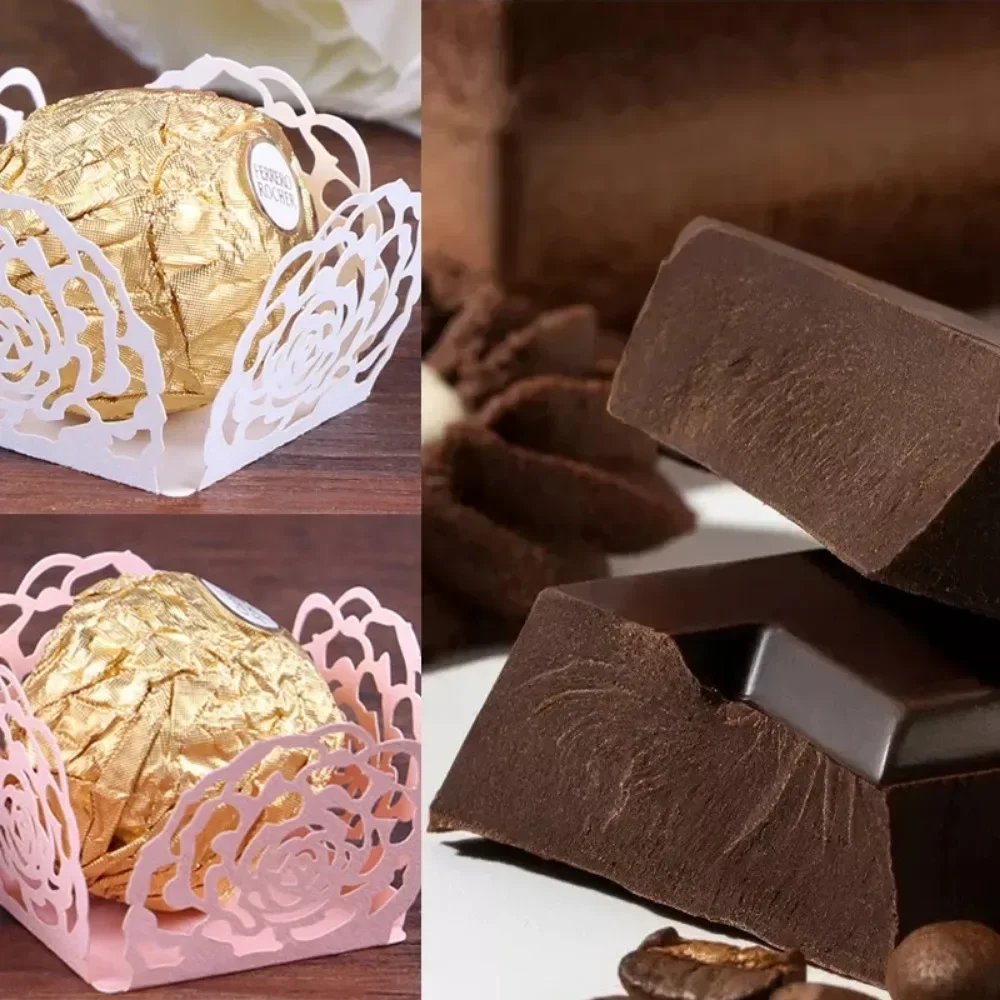 50pcs Laser Cut Flower ChocolateRose Candy Wrappers Box Wedding Favor Gift Decoration Wedding Favors Packaging Box