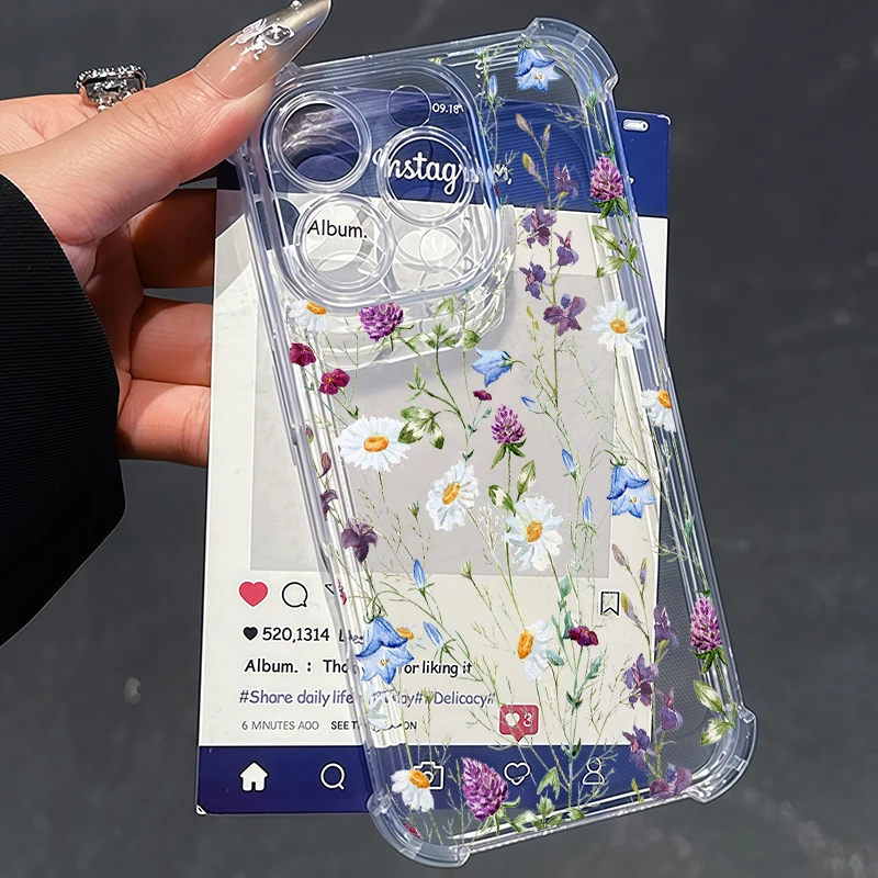 Violet Floral Transparent Phone Case