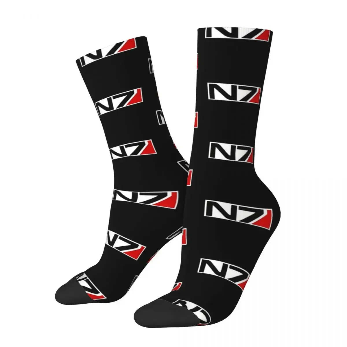 

Happy Socks for Men Women N7 White Retro Harajuku Mass Effect Game Novelty Street Style Crew Crazy Socks Summer