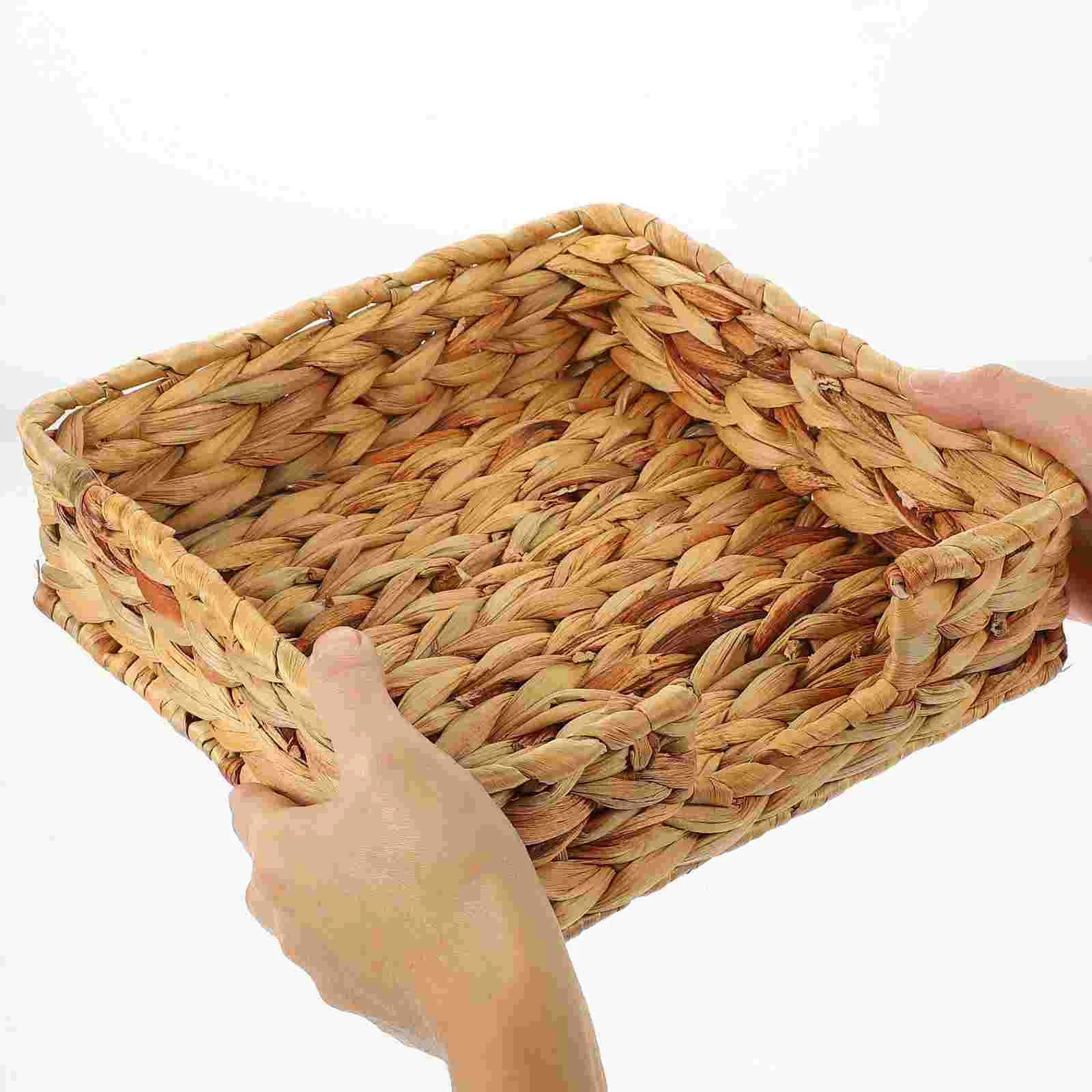 

Woven Storage Baskets Straw Rattan Fruit Tea Snack Bread Basket Cosmetic Sundries Storage Container Picnic Organizer Wicker