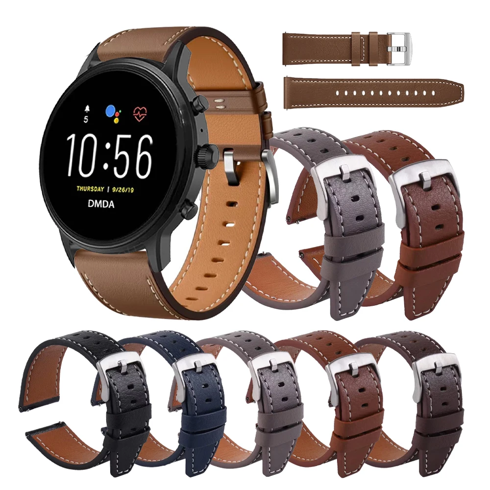 22mm Genuine Leather Vintage Watchband Bracelet Strap