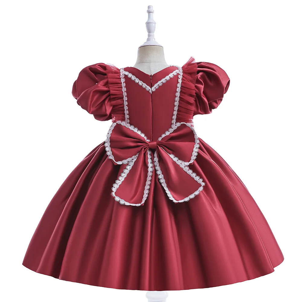 

Kids Party Dresses Red Christmas Elegant Girls Dresses For Children Super Bowknot Graduation Holiday Ball Gowns 3 6 8 10 Years