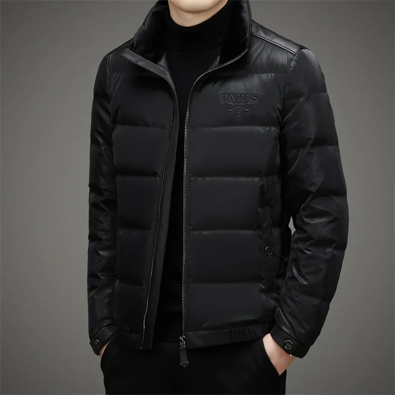 Ropa de diseñador para hombre, chaqueta de plumón ultraligera, chaquetas ligeras acolchadas con cuello alto para hombre, abrigo de invierno con relleno de plumón de pato para hombre