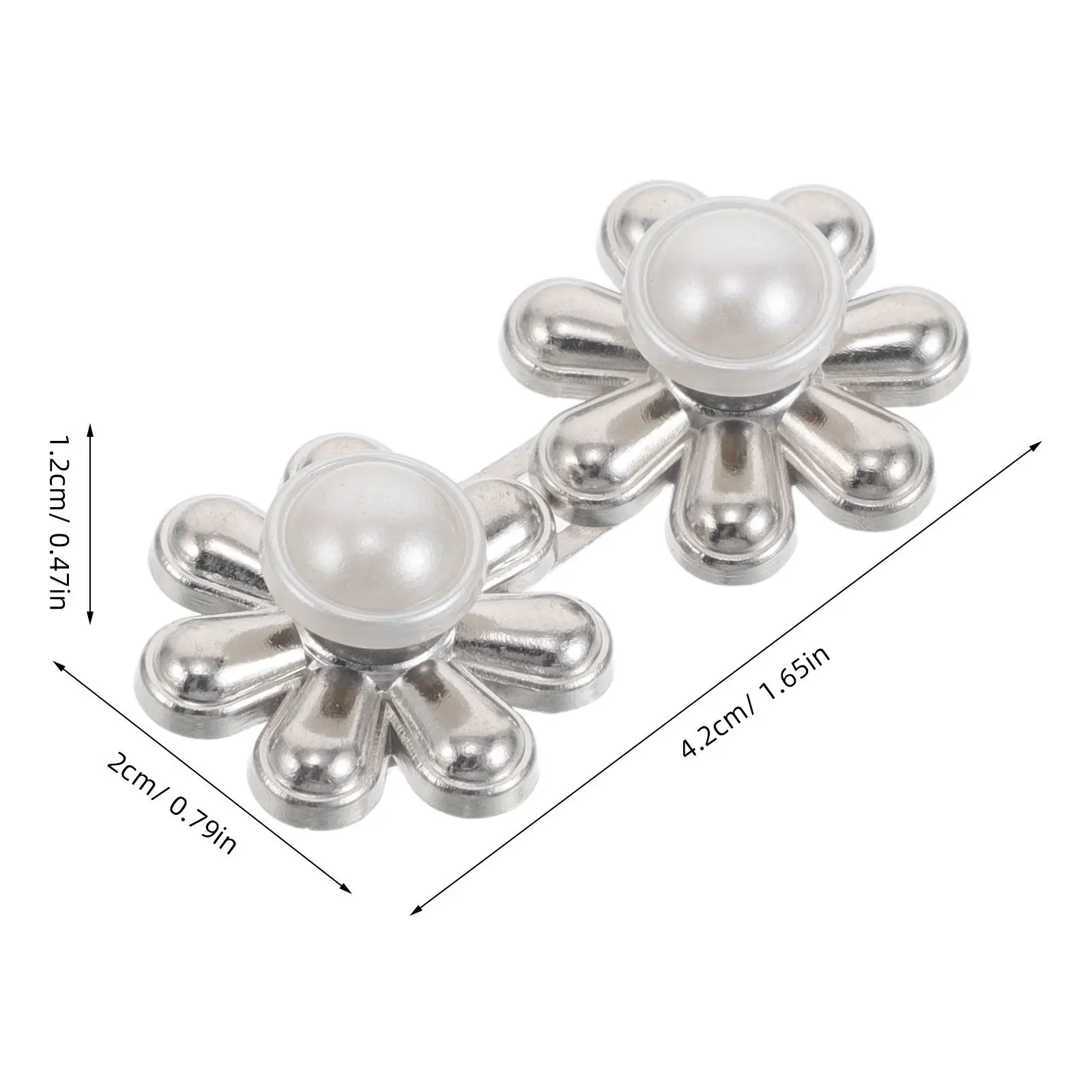 10쌍 메탈 진주 허리 조절기 클립 꽃 모양 바지 허리 조임기 무봉제 바지 청바지 버튼 재사용 가능 드레스 스커트 조절 클립