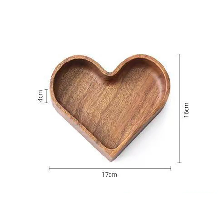 Heart Shaped Wood Serving Platters and Trays Wooden Fruit Plate Smooth Textured Elegant Wood Serving Tray for Snack Fruit Nut 2