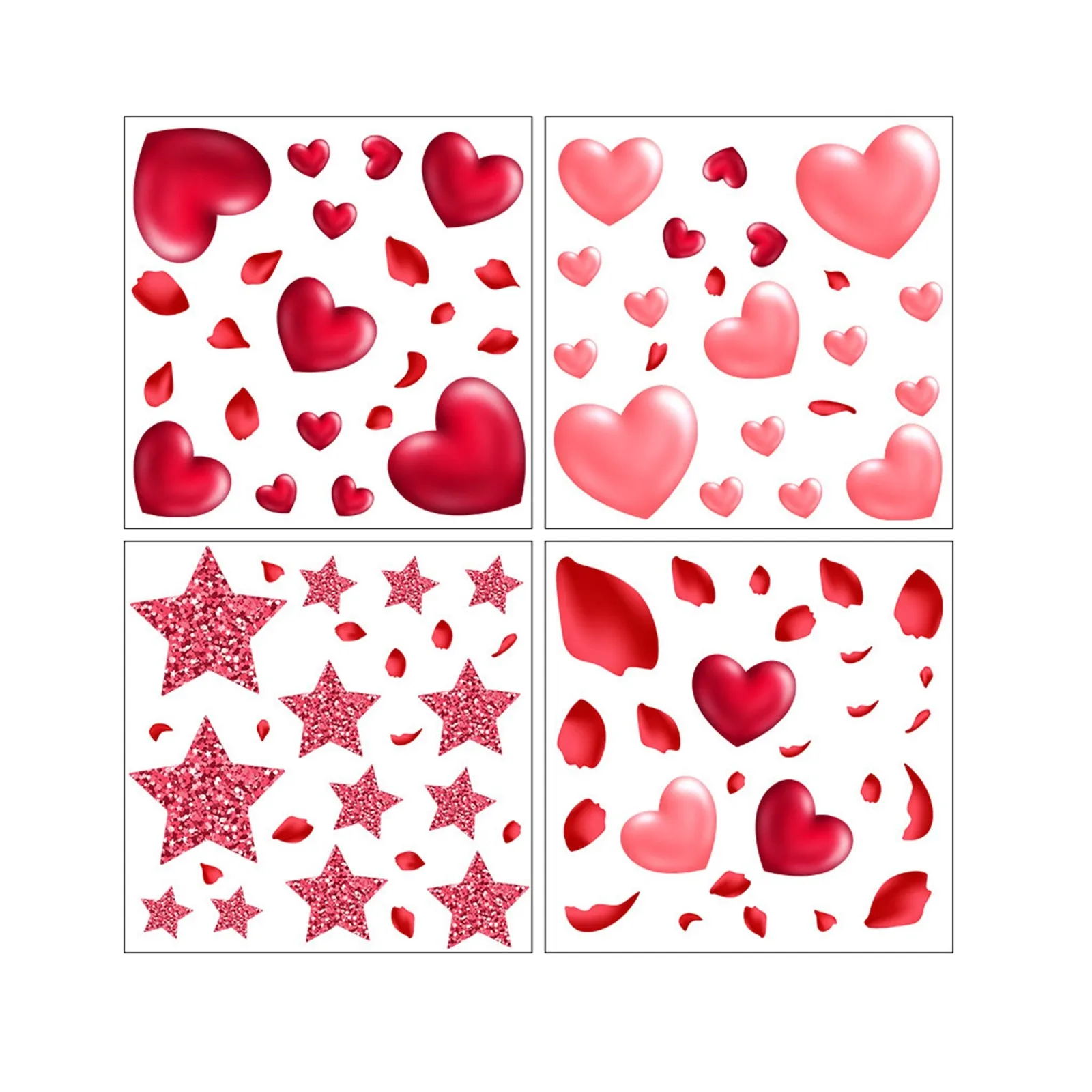 

Valentine's Day Hearts Wall Stickers Self Adhesive Removable DIY Wall Decal For Bedroom Living Room Wall Decoration Home Decor