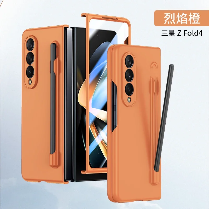 Premium Skin Feel Shockproof Phone Case with Pen Slot - Hard PC Protection Cover for Samsung Galaxy Fold Series