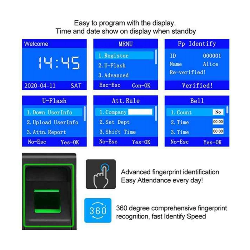 출석 액세스 제어 RFID 키패드 액세스 제어, 전기 시간 시계 녹음기, USB 데이터 키 관리