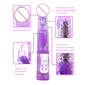 Dildo Rabbit Vibrator Rotation Vibration Clitoris Stimulation G-spot Massager Sex Toys for Women Masturbation Double Vibrator 2