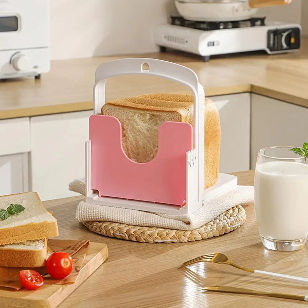 Foldable Bread Slicer Adjustable Bread Slicer Guide for Homemade Bagels Cakes Foldable Cutting Tool with Crumb for Slices