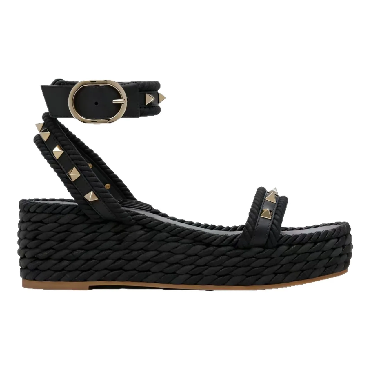 2026 Spring/Summer New Wedge Heel Studded Roman Platform Ankle Strap Thick Sole Casual Versatile Beach Sandals For Women