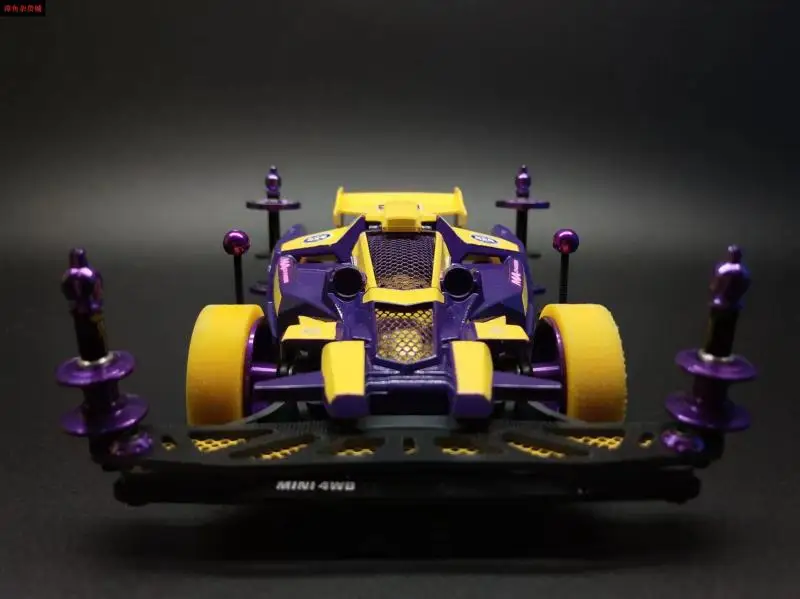 タミヤ4wd-子供用シャーシ,車モデル1:32,黄色と紫の色,18643の
