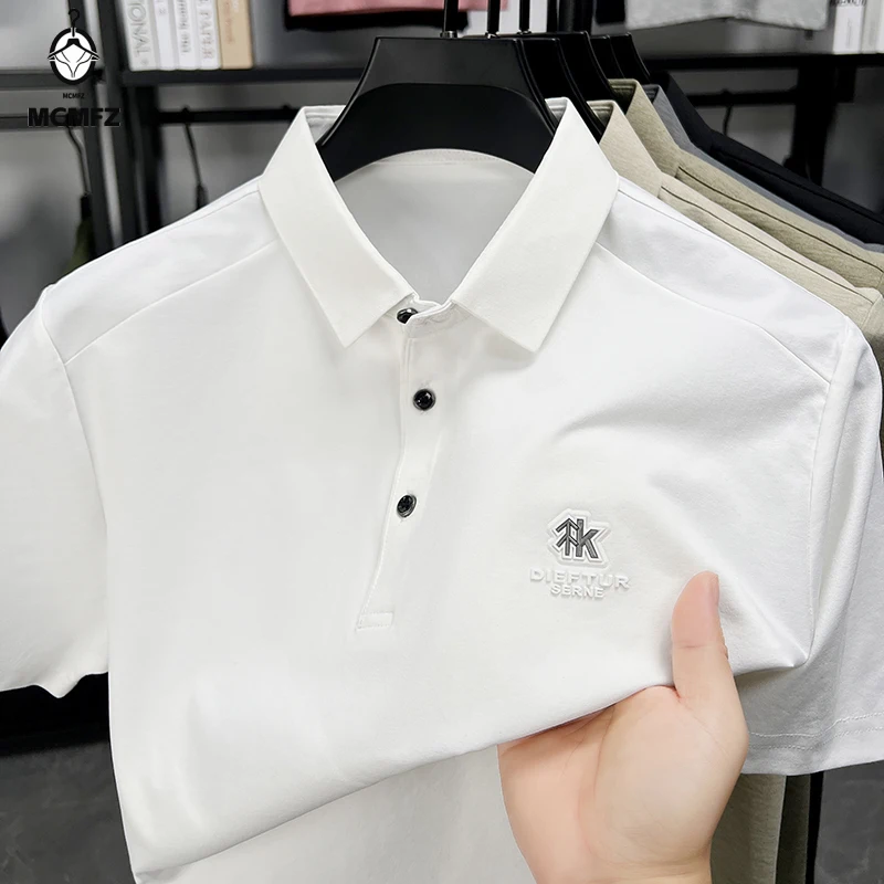 Polo a Maniche Lunghe da Uomo con Pannello in Rete Traspirante, Top Casual per Ufficio e Lavoro, Vestibilità Slim con Colletto a Bottoni - immagine 3