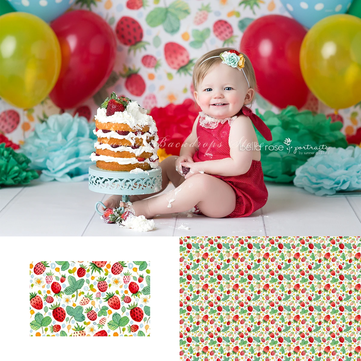 

Strawberry Fields Backgrounds Cake Smash Kids Adult Photography Props Child Baby Cute Girl Decors Photo Backdrops