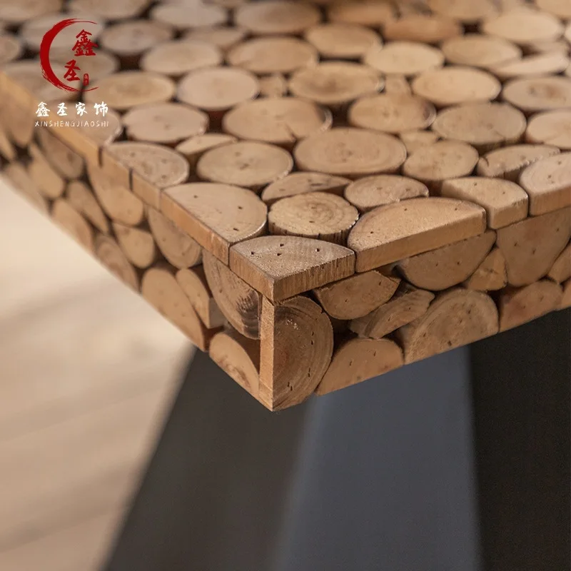 Wabi Sandy Wind Solid Wood Retro Old Coffee Table B & B Living Room Sofa American Small Square Table Bedroom Balcony Coffee Tabl