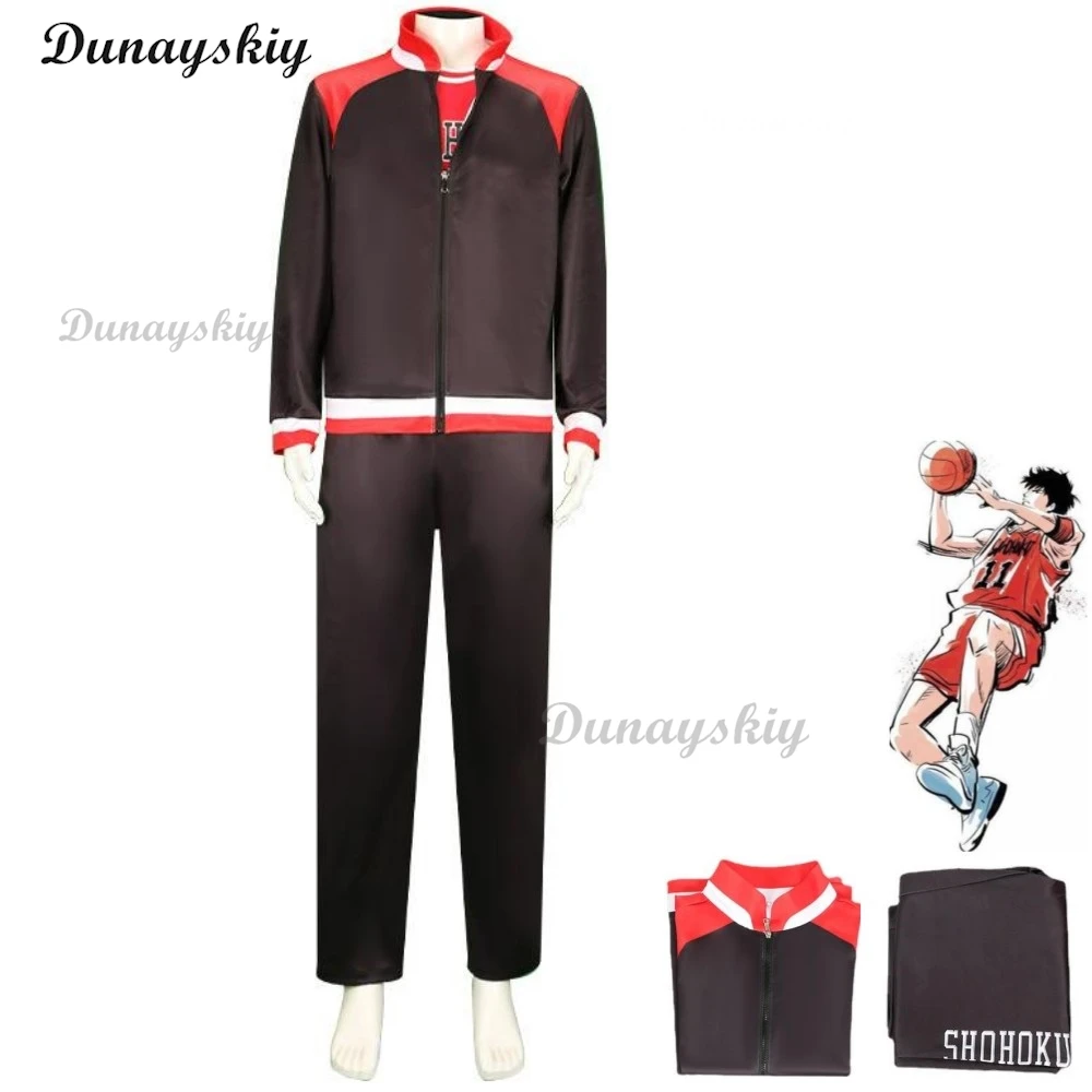 

Anime Slam Dunk Rukawa Kaede Sakuragi Hanamichi Cosplay Costume Black Sportswear Uniform Coat Man Woman Halloween Suit