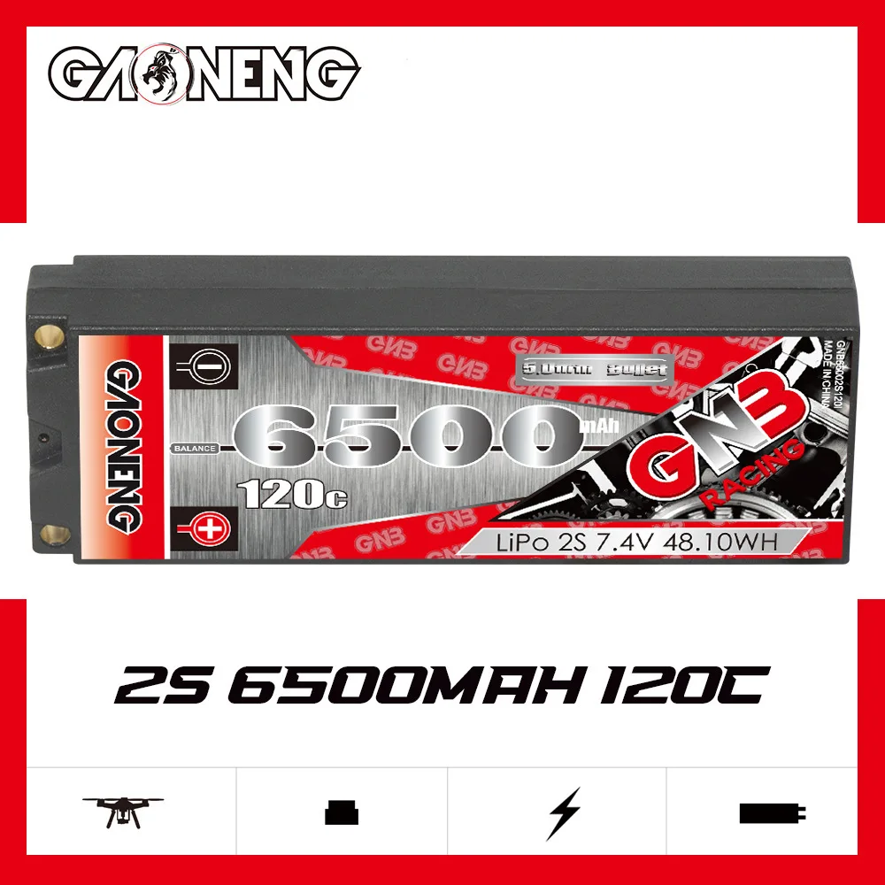 

7.4V Rechargeable Battery 6500mAh 120C/240C For RC Racing Cars Boat Four Drive Off-Road Spare Parts GNB 2S 7.4V Lipo Battery