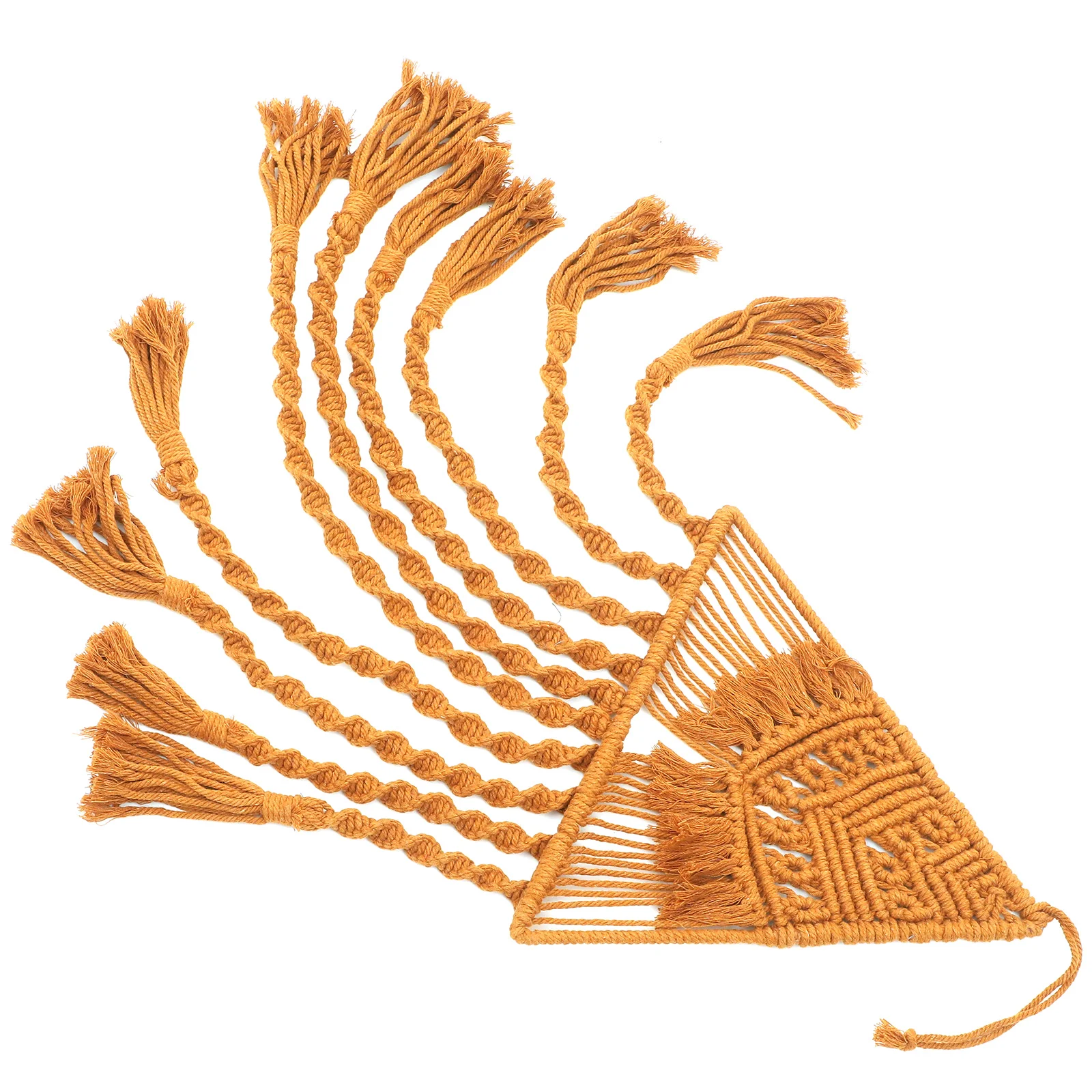 

Macrame Woven Wall Hanging Pendant Triangle Tassel Geometric Decor Boho Backdrop
