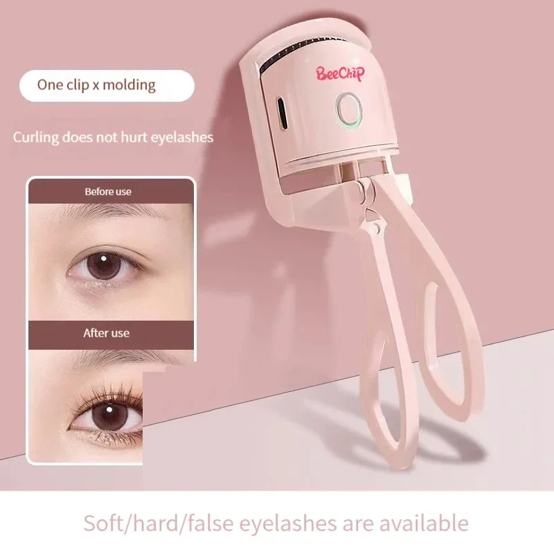 Eyelash curler Pink Electric Eyelash Curler Charging Model Fast Heating Portable Shaping and Lasting Curling Eyelash Clip