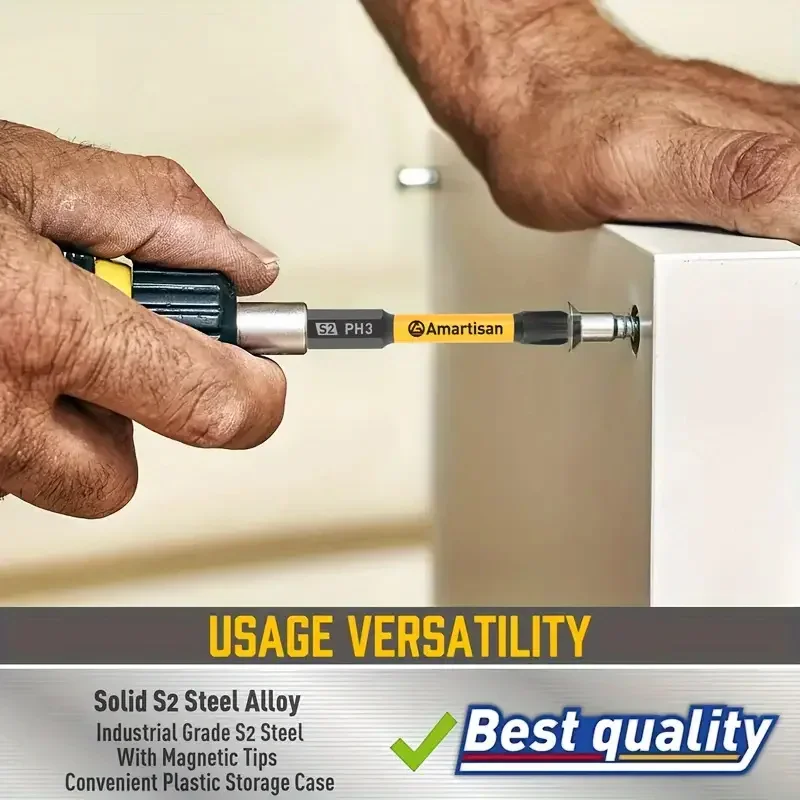 24Pcs Magnetic Screwdriver Bit Set 1/4 Inch Shank 25mm 60mm S2 Steel Phillips And Slotted Tips With Storage Case Repair Tools