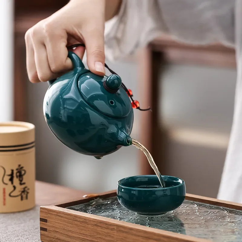 

Boxed Tea Tea Fu Tea Set Tea Cups Set Tea Four One Gift Ceramic Pot Portable Chinese Ceremony Friends Car For With Set Kung Cans