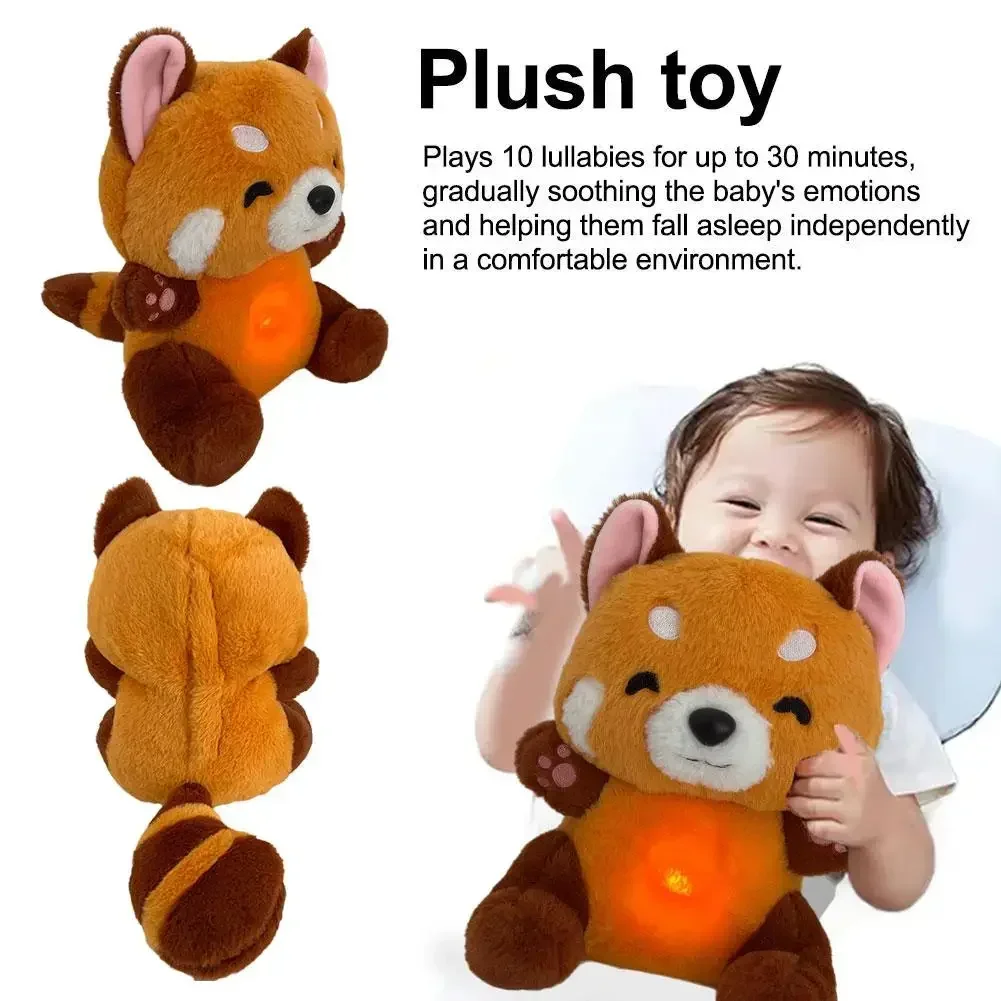 Plush Toys Red Panda Breathing Stuffed Animal For Anxiety Adults With Music Lights & Rhythmic Breathing Four Modes