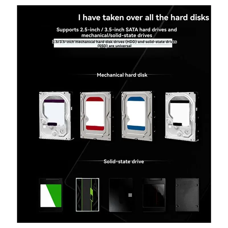 A23F-2.5/3.5인치 SAS/SATA HDD SSD 디스크 케이스 SAS SATA 하드 드라이브 인클로저 SATA To Typec3.1 HDD 스토리지 박스