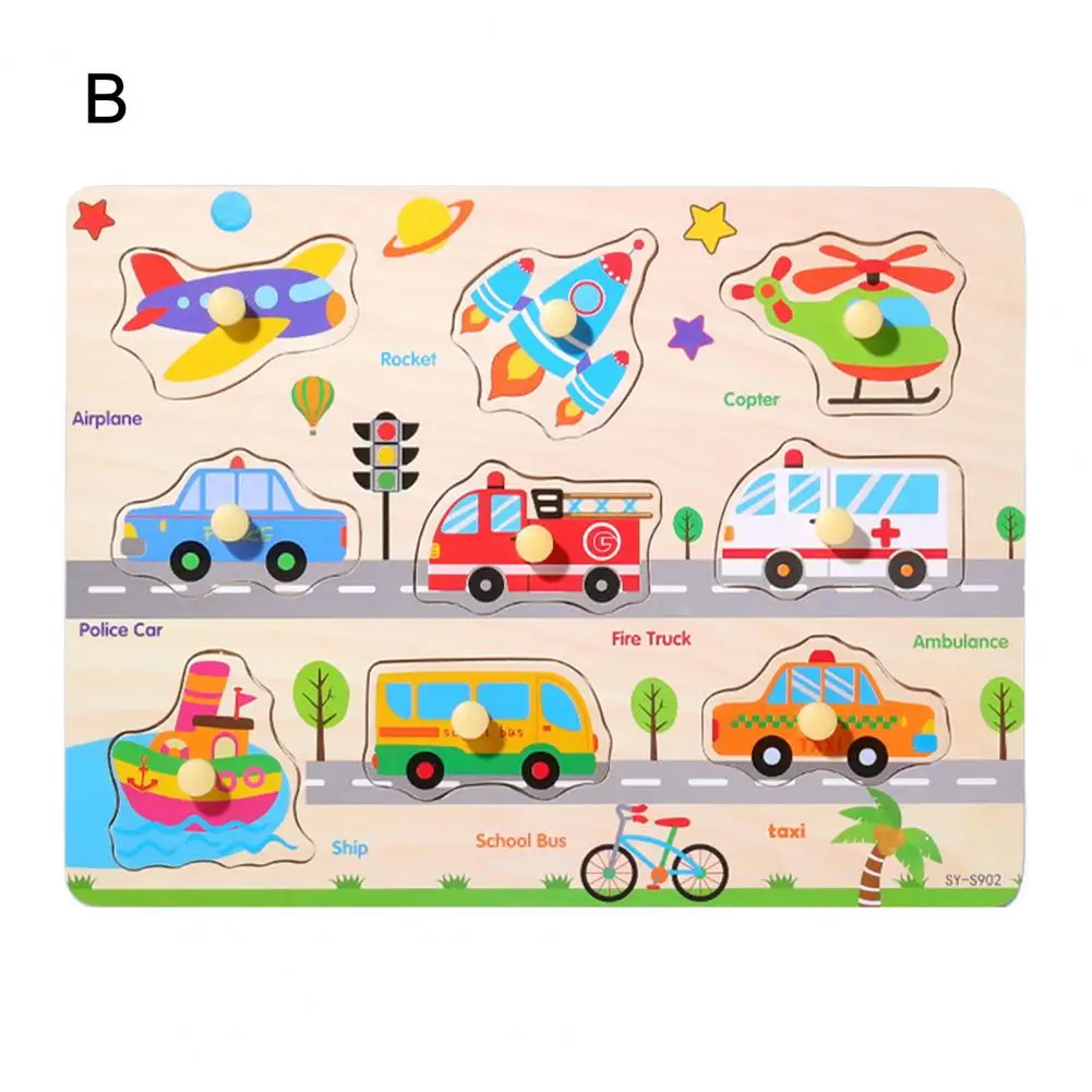 Wooden Puzzle Kids Shape Puzzle Educational Wooden Peg Puzzle Board for Toddlers Sea Numbers Alphabet Fruits Dinosaurs Shapes 3