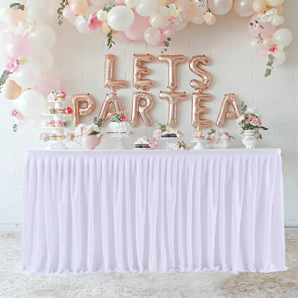 Tulle Table Skirt Pleated Ruffle Tablecloth For Wedding Decoration Birthday Party Baby Shower Tutu Veil Dining Table Decoration