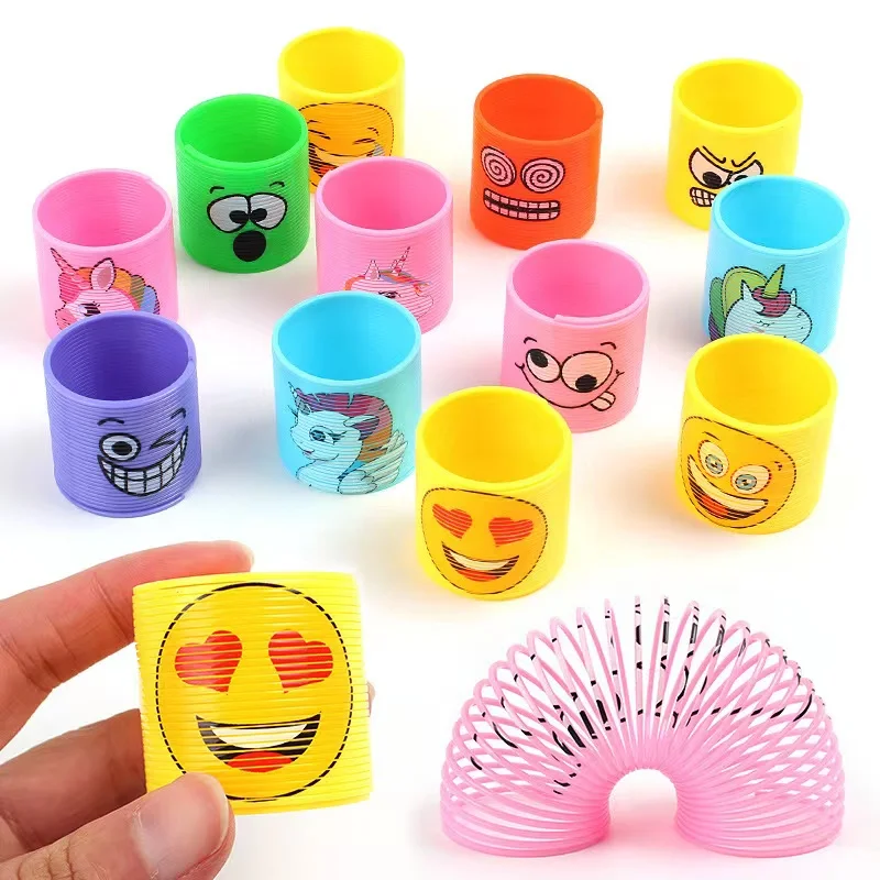 12Pcs Funny Face Rainbow Magic Spring Toy Spiral Game Party Favors For Kids Birthday Awards Goodies Pinata Gift