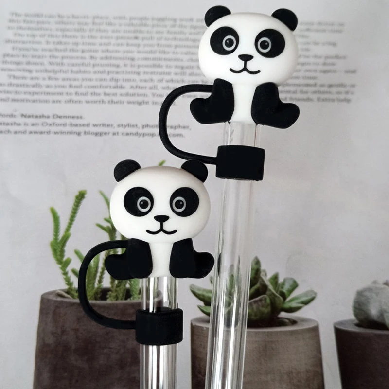 크리 에이 티브 밀짚 커버 컵 호환 실리콘 재사용 가능한 밀짚 팁 10mm 마시는 밀짚 토퍼 장식