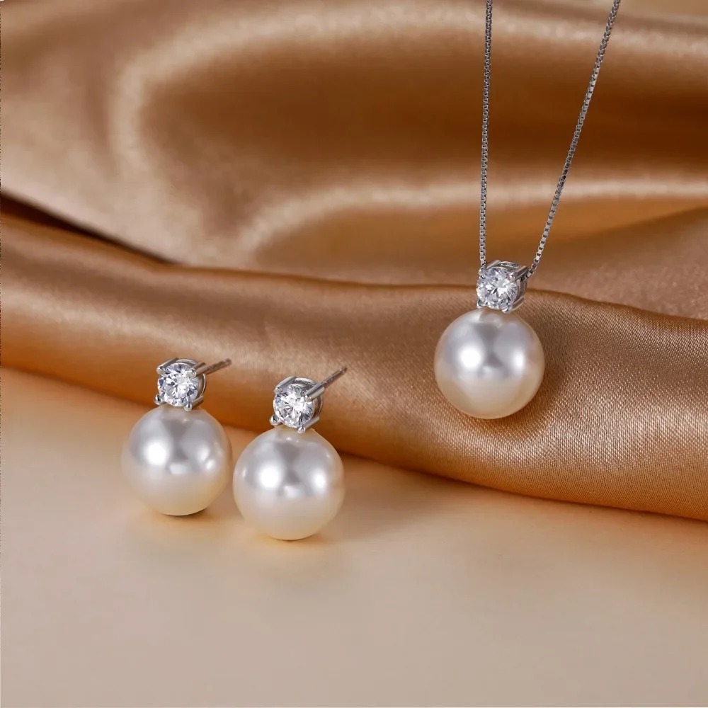 Trumium 10/12mm 925 Sterling Silver Pearl Pendant Necklace for Women Dainty CZ Chain Cultured Pearls Choker Necklaces Jewelry 4