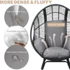 Outdoor Egg Chair Wicker Oversized Egg Basket Chair with Stand Lounger Chairs with Cushion Capacity for Patio Garden Backyard 4