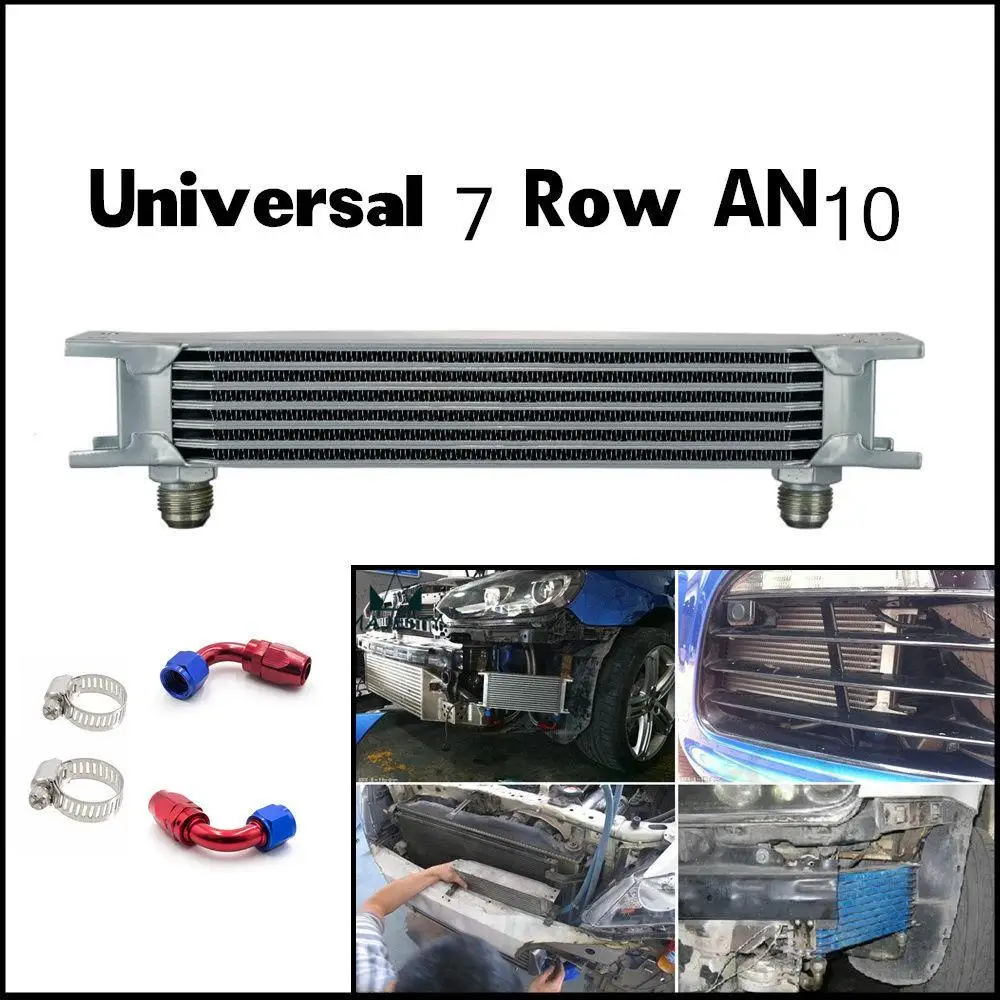 Universal Car Oil Cooler 7 Row AN10 Oil Engine Transmission 248mm Cooling W/ Fittings Aluminum Radiators Kit Car Accessories
