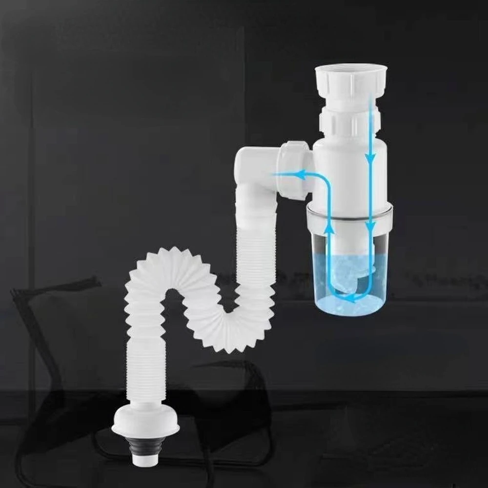 Anti-Odor Kitchen Sink Sewer Economic Downpipe Drainage Pipe P-type Downcomer Washbasin Basin Accessories