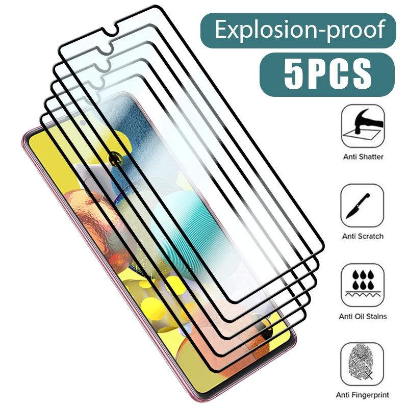 

5Pcs Full Cover Tempered Glass For Samsung Galaxy A23 A14 A24 A34 A54 A12 A13 S23FE A53 A52 A72 A73 A74 S20FE 5G Protective Film