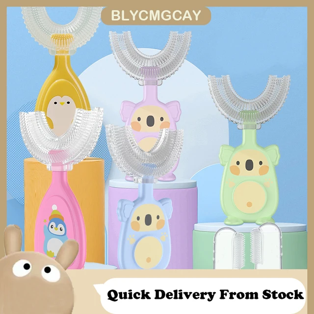 Baby 360 Degree U-shaped Oral Care Cleaning Silicone Soft Toothbrush Cartoon Penguin Koala Cute Children Toothbrush 1