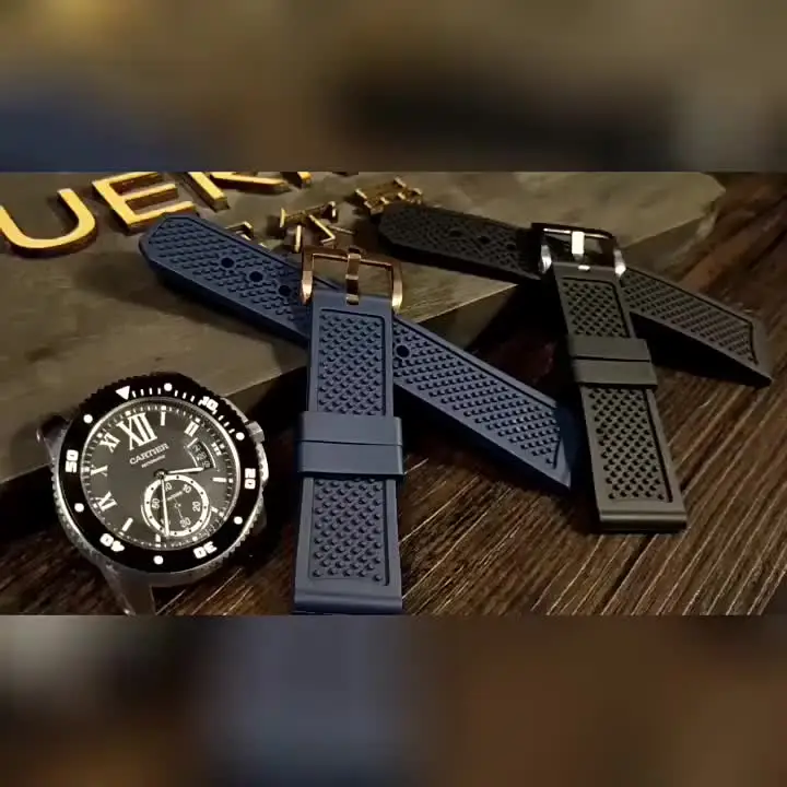 Фторкаучуковый ремешок для часов 23 мм 24 совместимый с Cartier Caliber London Tank W7100 Series