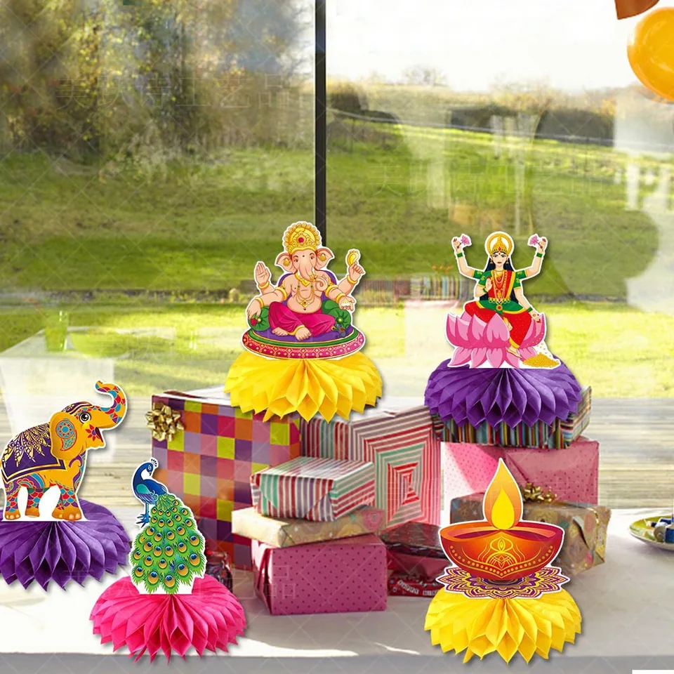12 Pieces Diwali Decorations Happy Diwali Honeycomb Centerpieces Table...