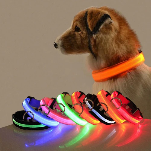 LED 개 목걸이 분실 방지 조명, 강아지 야간 발광 용품, 애완 동물 제품 액세서리, USB 충전 및 배터리 2